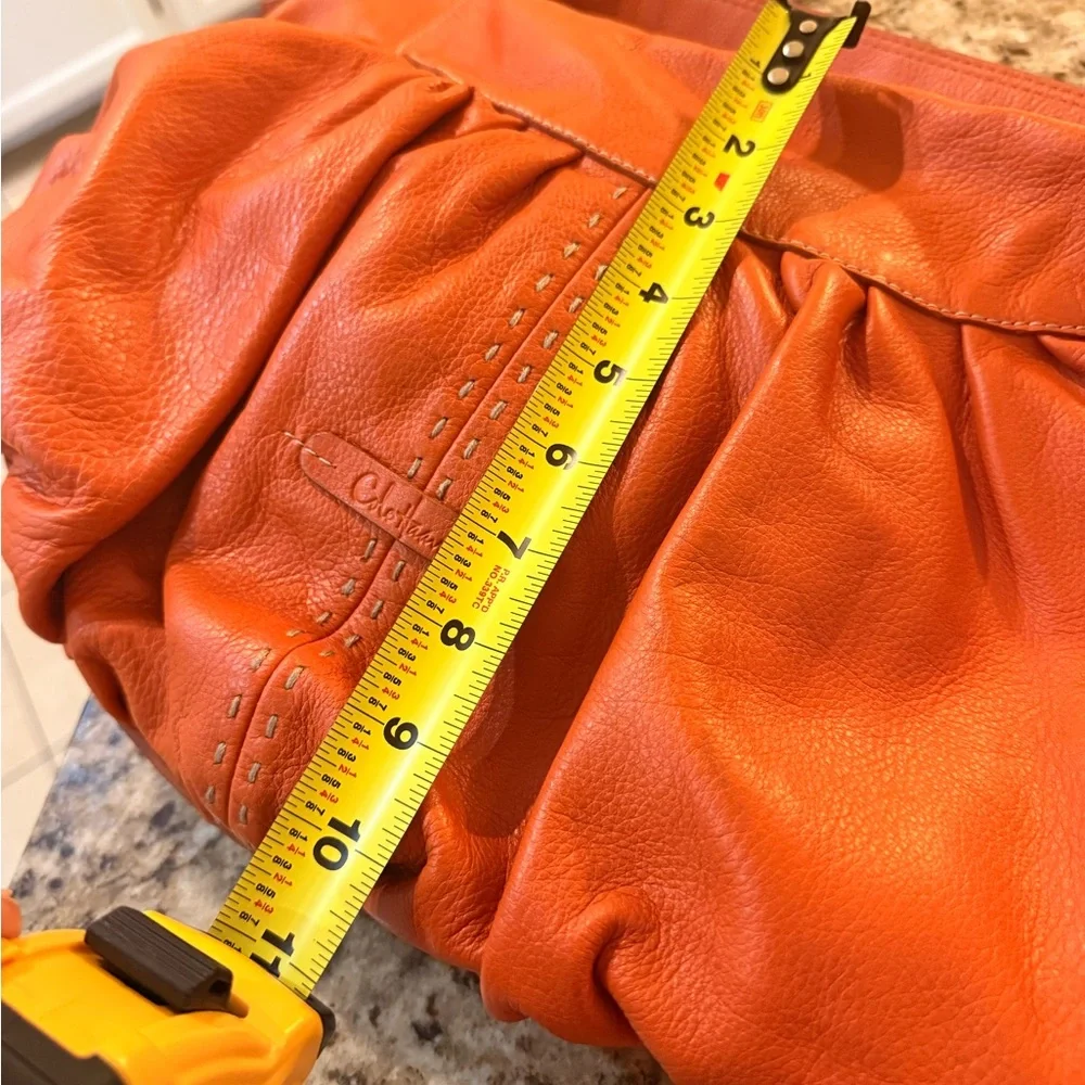 Cole Haan Vibrant Orange Pebbled Leather Hobo Bag